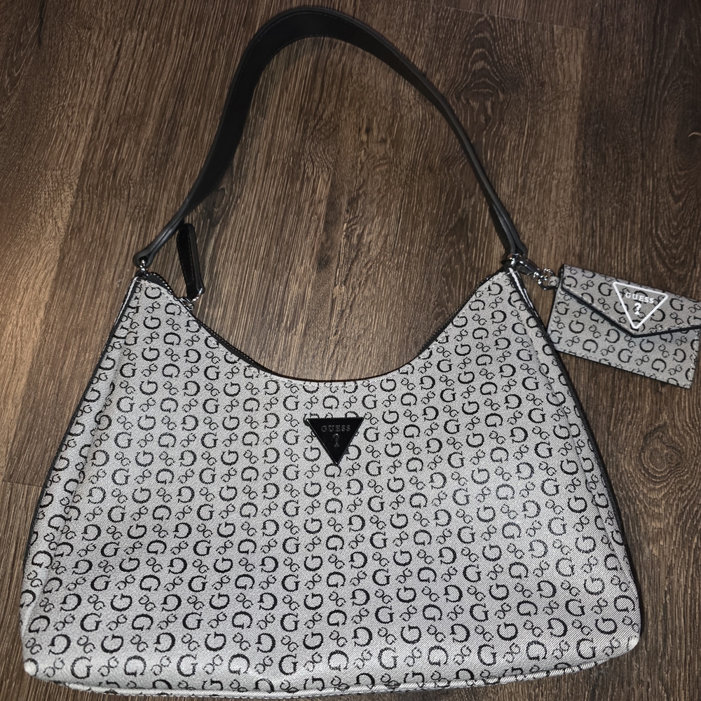 Guess Black and Gray Monogram Shoulder Bag